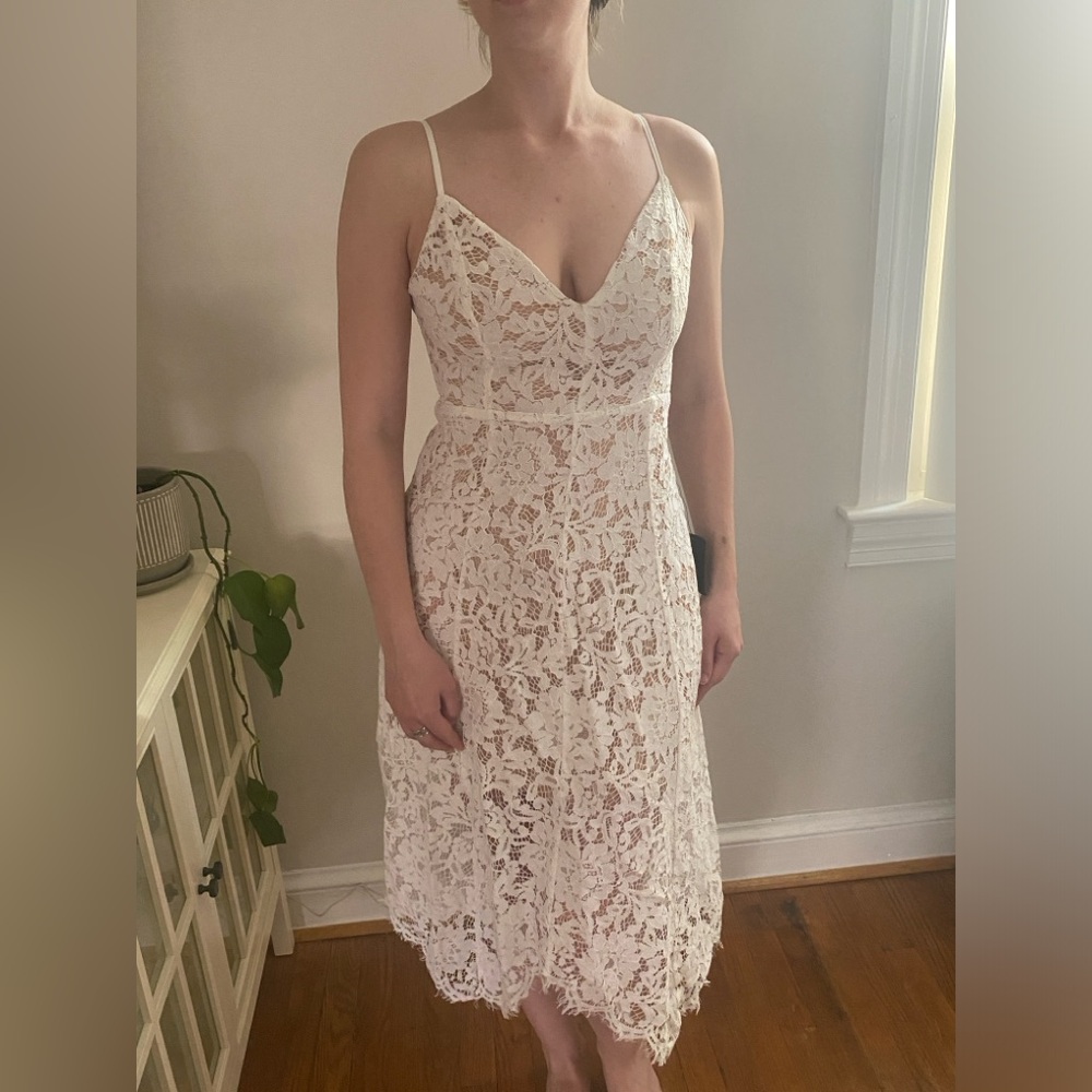 White Lace Midi Dress